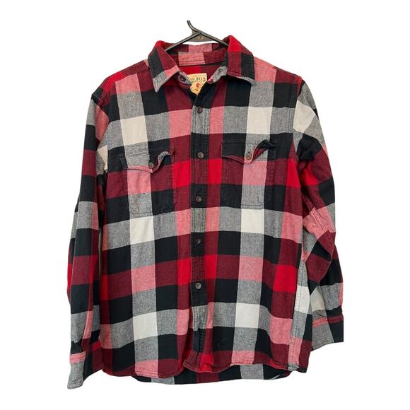 Mens Grunge Flannel Shirt Button Down Distressed Gorpcore Utility Medium - Picture 1 of 5